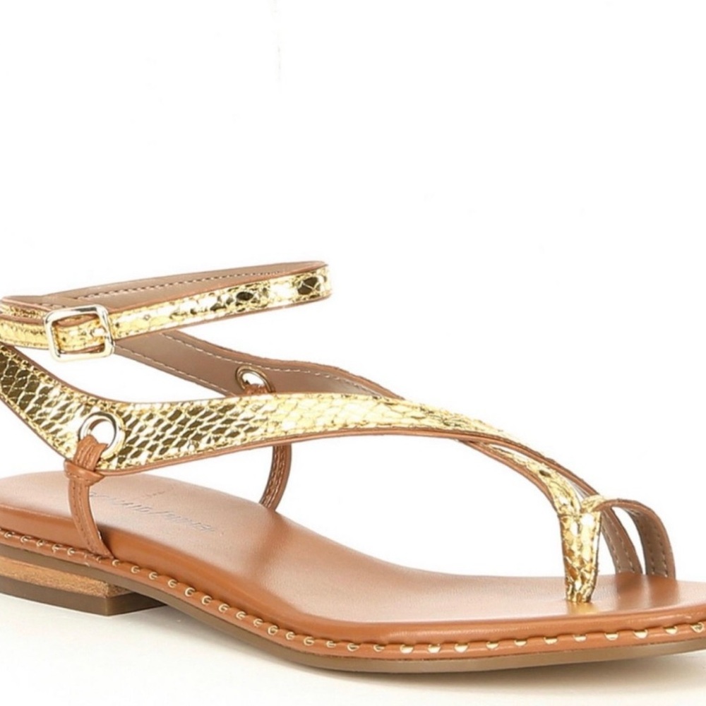 Donald Pliner LEXY GOLD LEATHER ANKLE WRAP SANDALS